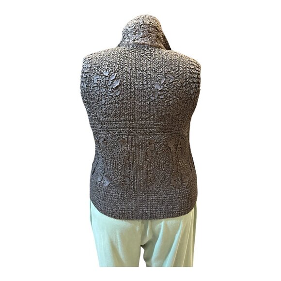 Jerry T Size 1X Brown Stretchy Crinkly Sparkly Zip 2-Pocket Women's Vest - Picture 3 of 9